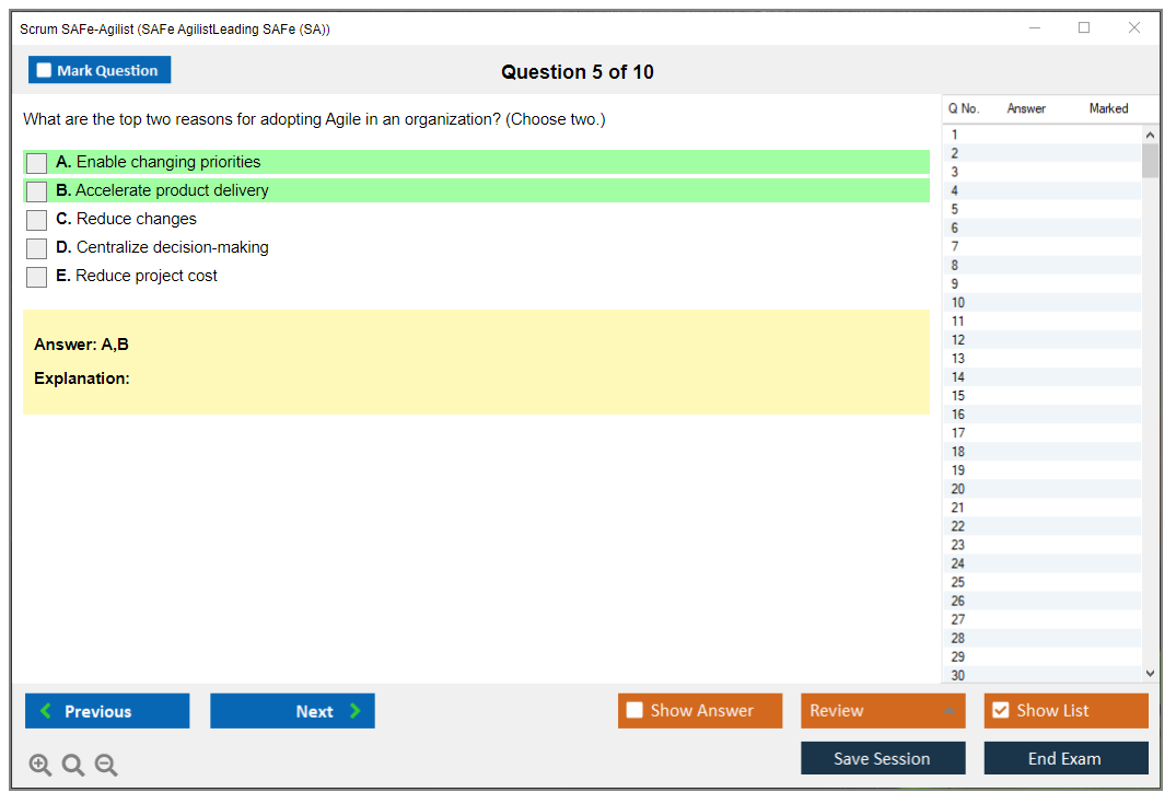 Scrum SAFe-Agilist SAFe Agilist - Leading SAFe (SA 6.0) Practice test exam simulator test engine exam dumps questions answers Image 5