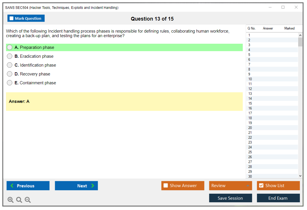 SANS SEC504 Hacker Tools, Techniques, Exploits and Incident Handling Practice test exam simulator test engine exam dumps questions answers Image 13
