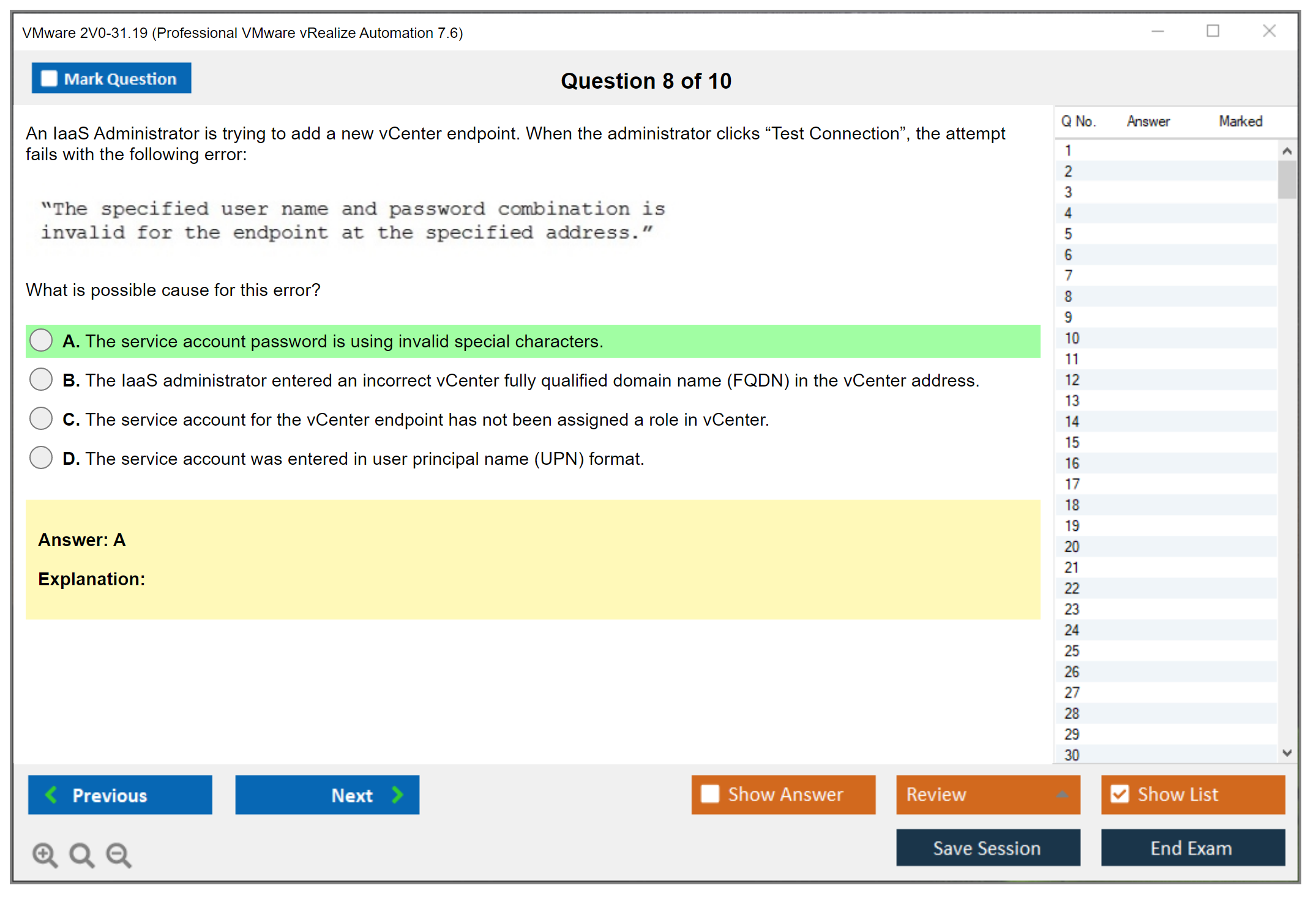 VMware 2V0-31.19 Professional VMware vRealize Automation 7.6 Practice test exam simulator test engine exam dumps questions answers Image 8