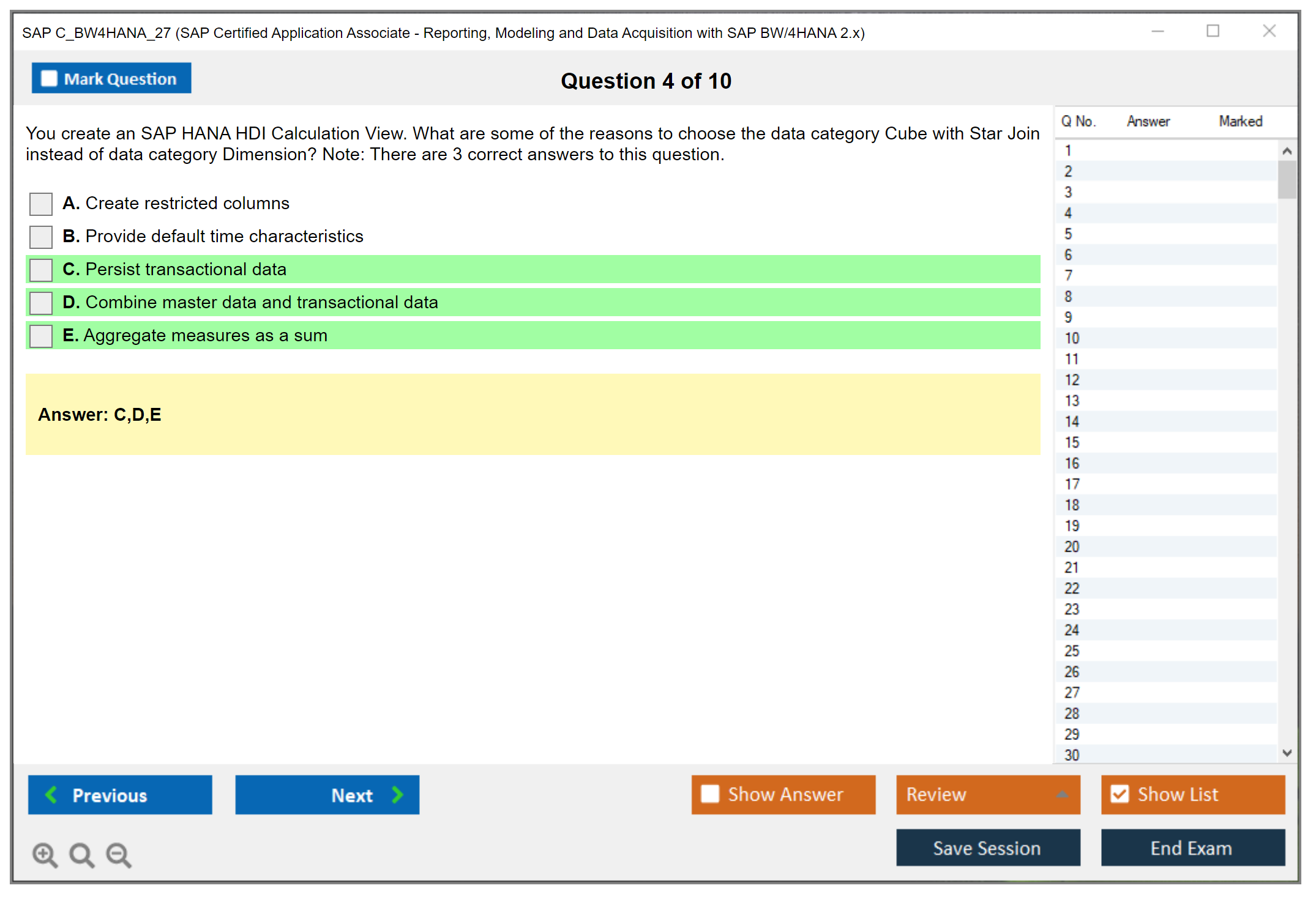 SAP C_BW4HANA_27 SAP Certified Associate - Reporting, Modeling and Data Acquisition with SAP BW/4HANA 2.x Practice test exam simulator test engine exam Prep practice test questions answers Image 4