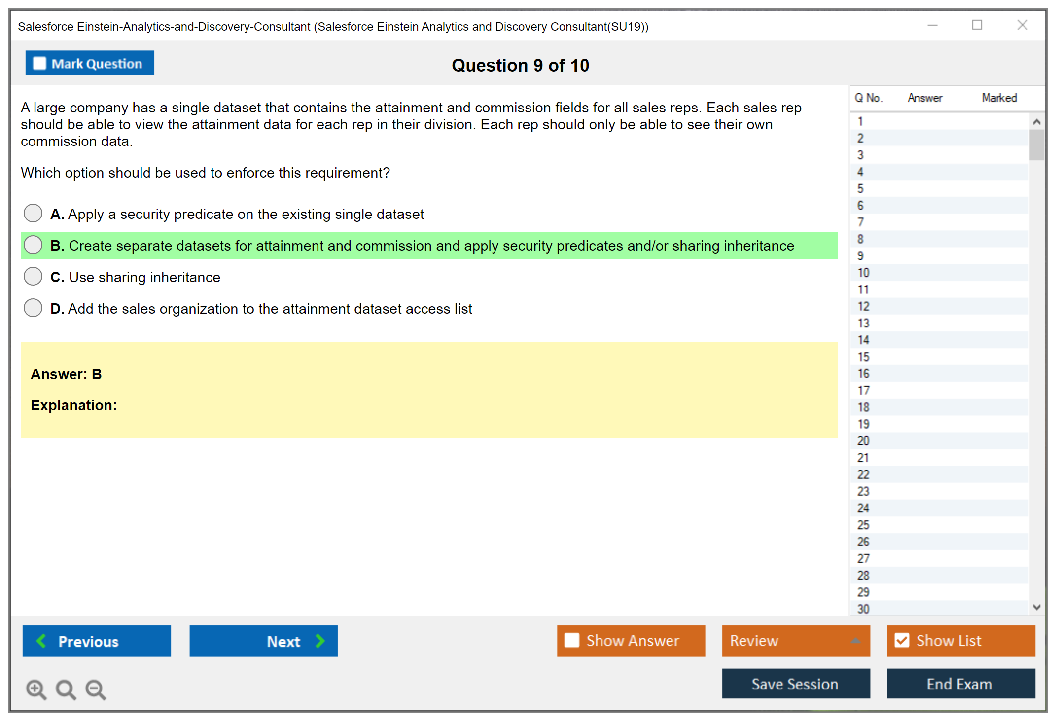 Salesforce Einstein-Analytics-and-Discovery-Consultant Salesforce Einstein Analytics and Discovery Consultant Practice test exam simulator test engine exam dumps questions answers Image 9