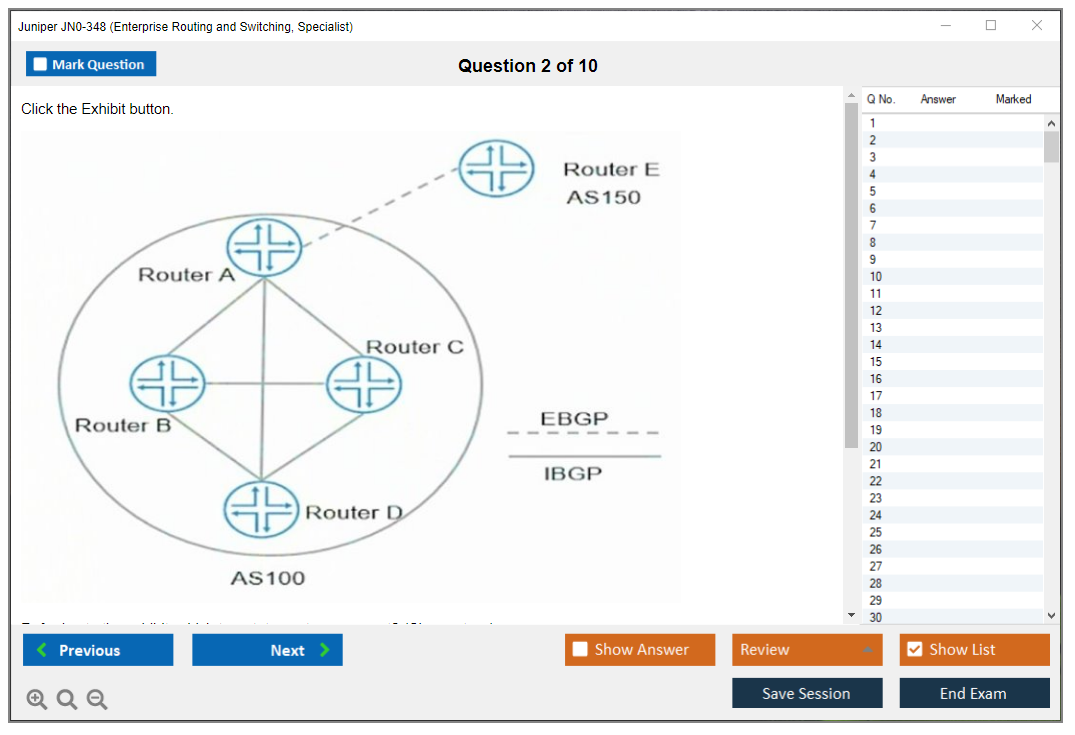 Juniper JN0-348 Enterprise Routing and Switching, Specialist Practice test exam simulator test engine exam dumps questions answers Image 2