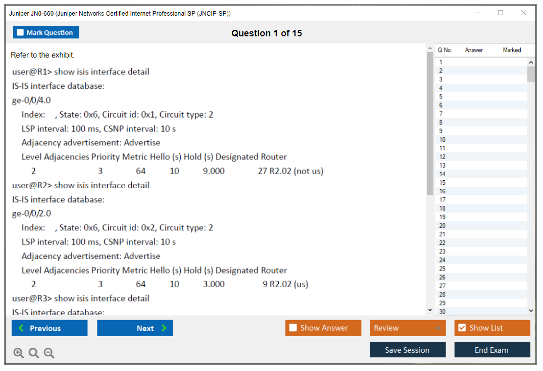Juniper JN0-660 Juniper Networks Certified Internet Professional SP (JNCIP-SP) Practice test exam simulator test engine exam dumps questions answers Image 1