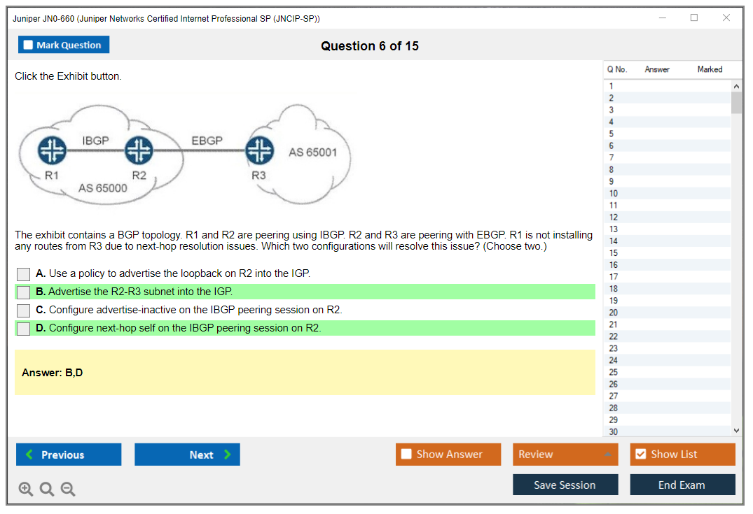 Juniper JN0-660 Juniper Networks Certified Internet Professional SP (JNCIP-SP) Practice test exam simulator test engine exam dumps questions answers Image 6