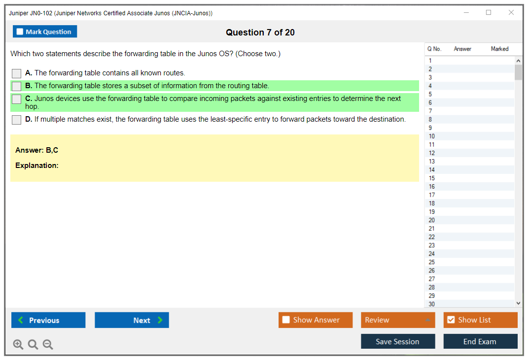 Juniper JN0-102 Juniper Networks Certified Associate Junos (JNCIA-Junos) Practice test exam simulator test engine exam dumps questions answers Image 7