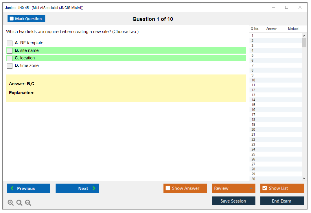 Juniper JN0-451 Mist AI - Specialist (JNCIS-MistAI) Practice test exam simulator test engine exam dumps questions answers Image 1