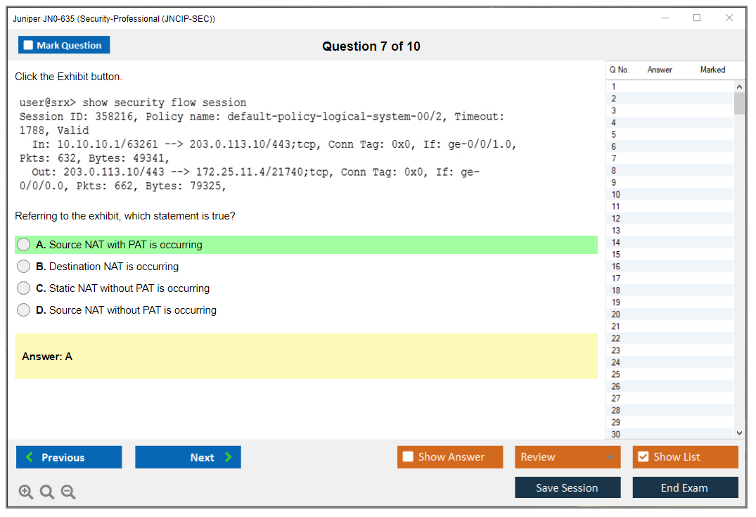 Juniper JN0-635 Security-Professional (JNCIP-SEC) Practice test exam simulator test engine exam dumps questions answers Image 7