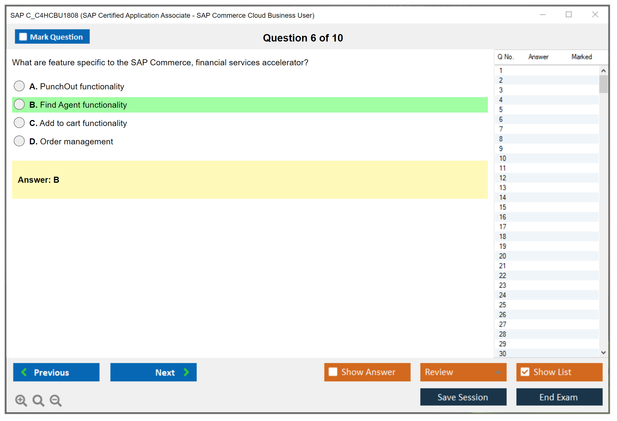 SAP C_C4HCBU1808 SAP Certified Application Associate - SAP Commerce Cloud Business User Practice test exam simulator test engine exam dumps questions answers Image 6