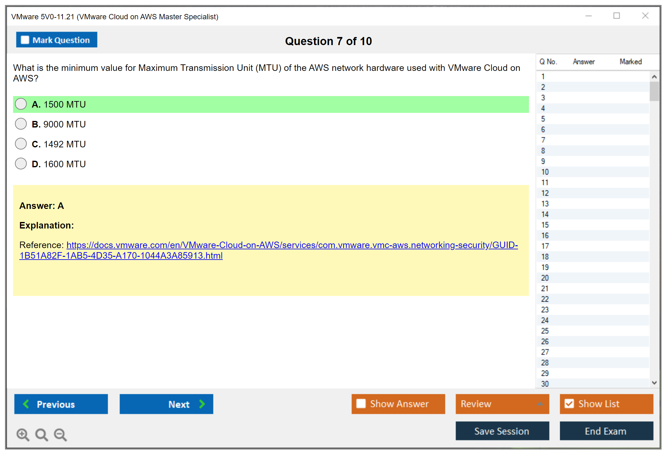 VMware 5V0-11.21 VMware Cloud on AWS Master Specialist Practice test exam simulator test engine exam dumps questions answers Image 7