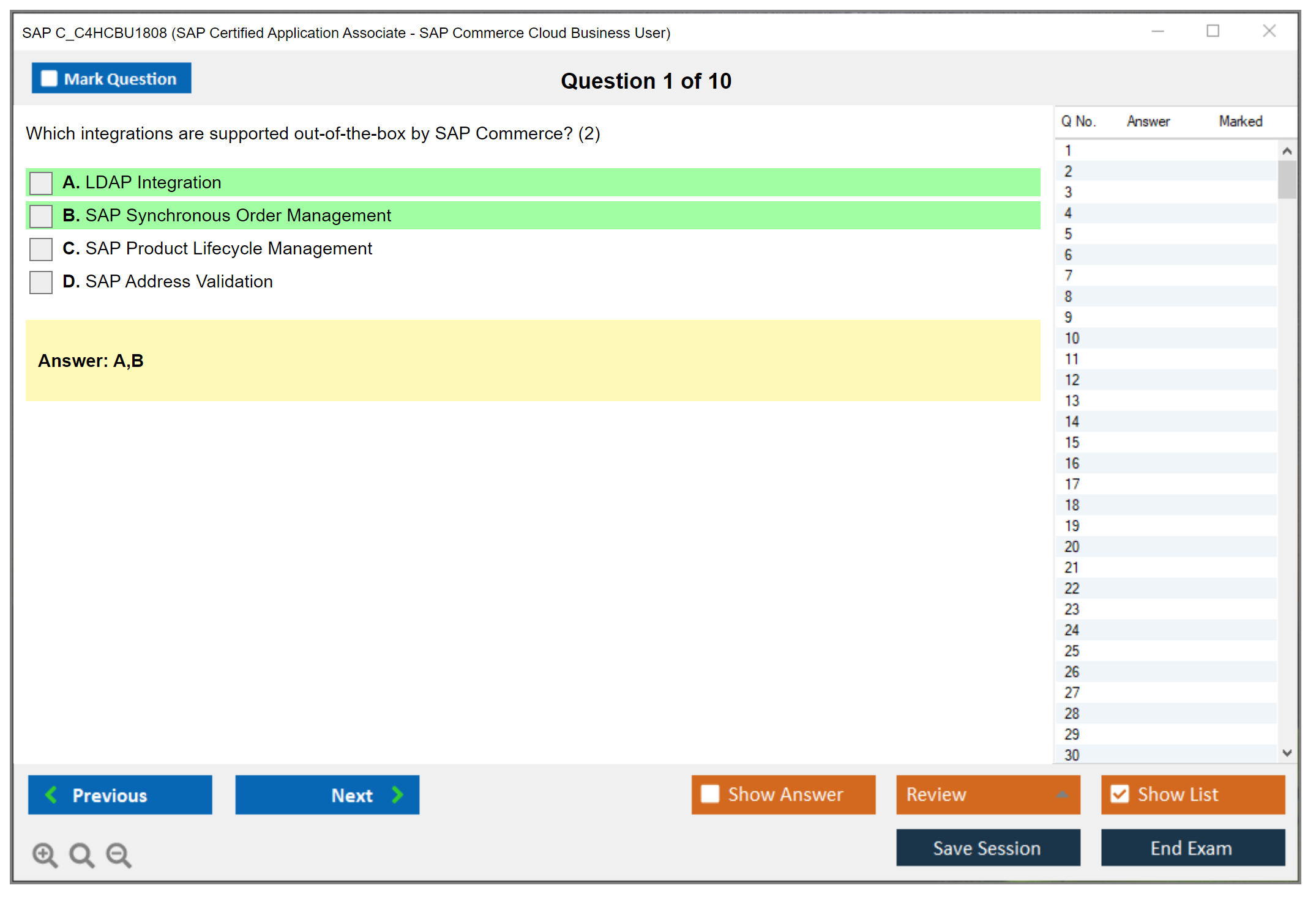 SAP C_C4HCBU1808 SAP Certified Application Associate - SAP Commerce Cloud Business User Practice test exam simulator test engine exam dumps questions answers Image 1