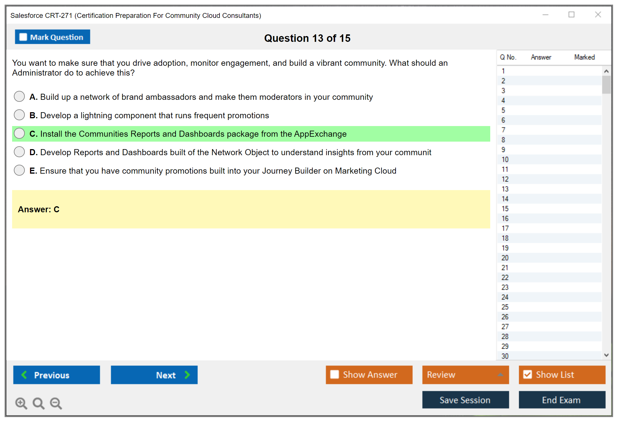 Salesforce CRT-271 Salesforce Certification Preparation For Community Cloud Consultants Practice test exam simulator test engine exam dumps questions answers Image 13