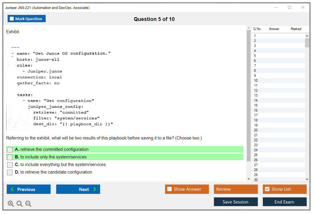 Juniper JN0-221 Automation and DevOps, Associate Practice test exam simulator test engine exam dumps questions answers Image 5