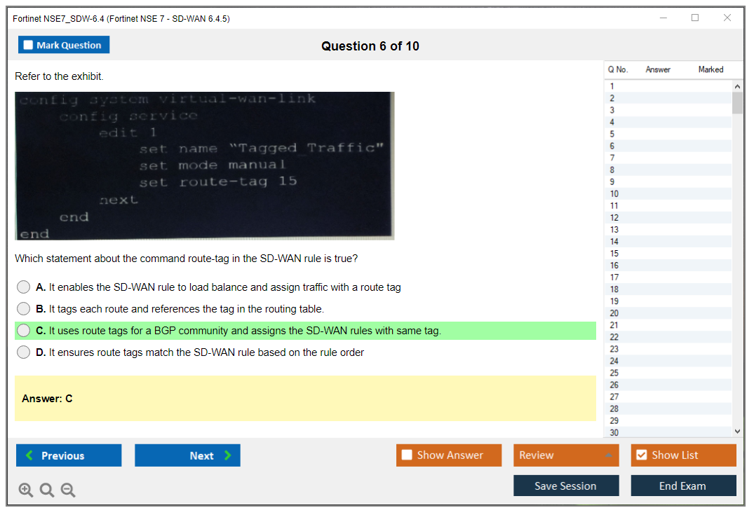 Fortinet NSE7_SDW-6.4 Fortinet NSE 7 - SD-WAN 6.4.5 Practice test exam simulator test engine exam dumps questions answers Image 6