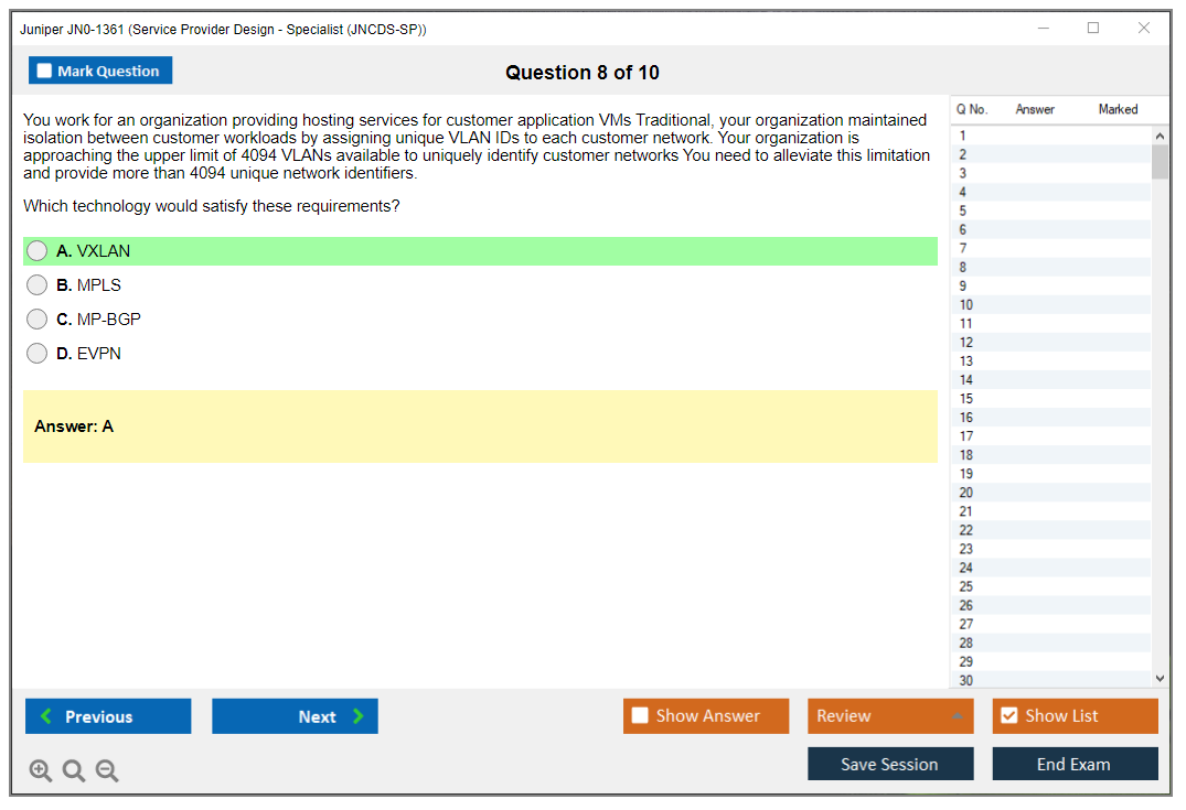 Juniper JN0-1361 Service Provider Design - Specialist (JNCDS-SP) Practice test exam simulator test engine exam dumps questions answers Image 8