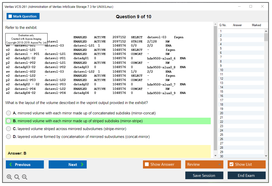 Veritas VCS-261 Administration of Veritas InfoScale Storage 7.3 for UNIX/Linux Practice test exam simulator test engine exam dumps questions answers Image 9