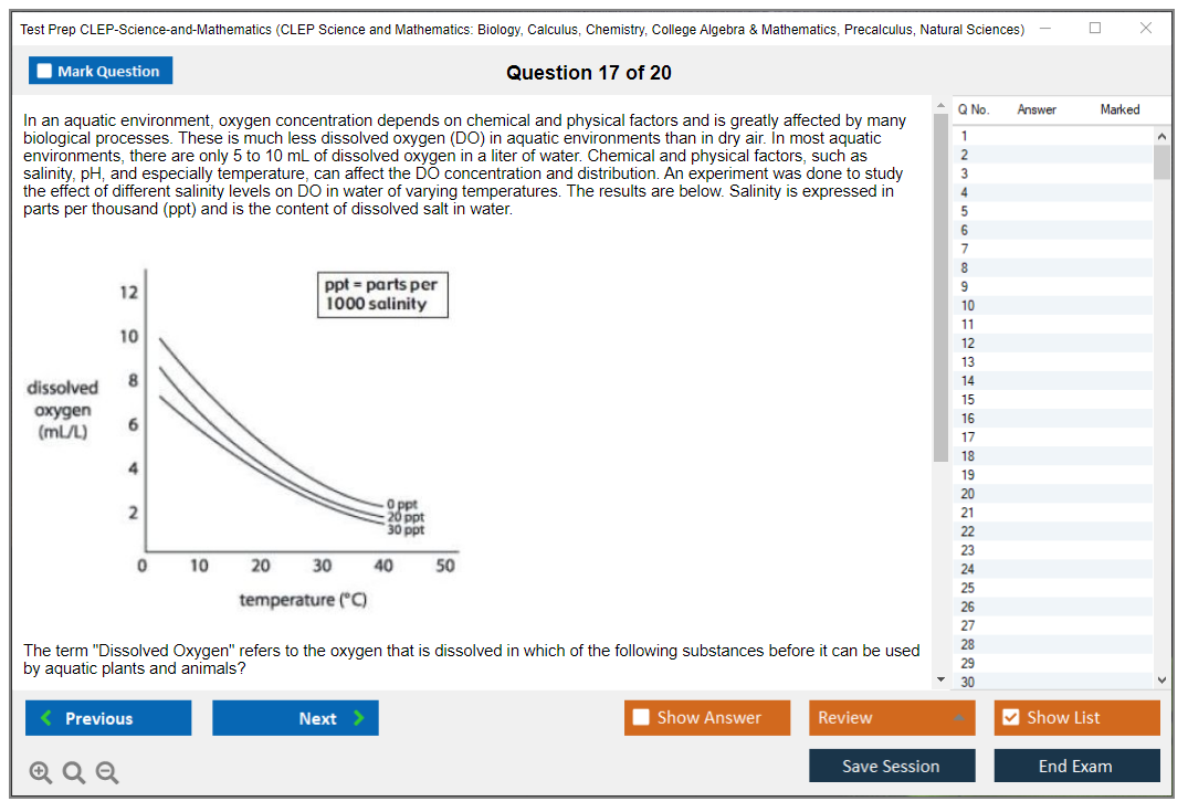Test Prep CLEP-Science-and-Mathematics CLEP Science and Mathematics: Biology, Calculus, Chemistry, College Algebra & Mathematics, Precalculus, Natural Sciences Practice test exam simulator test engine exam Prep practice test questions answers Image 17