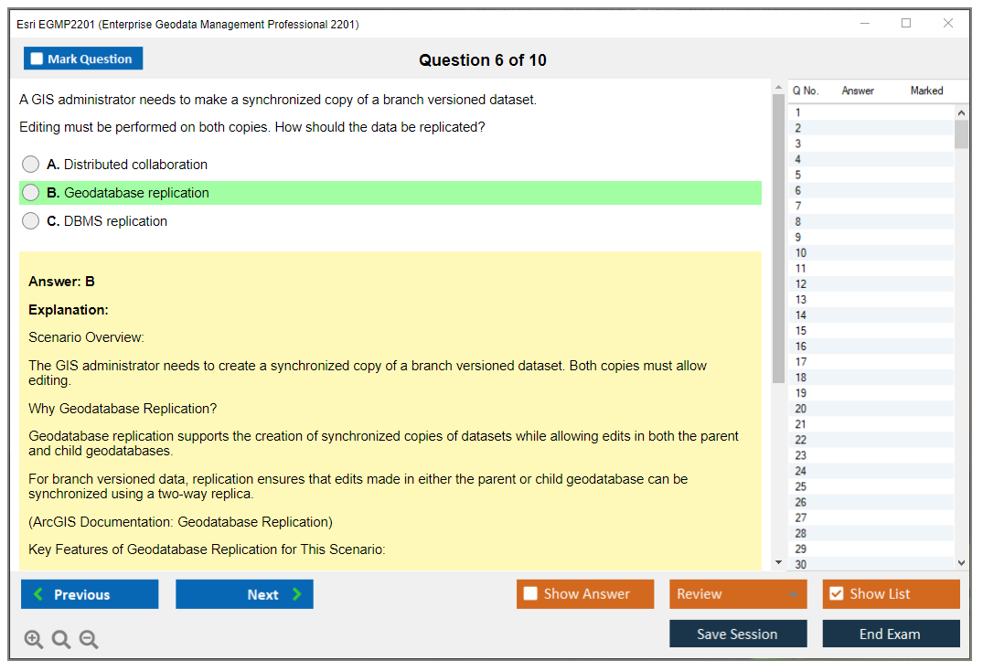 Esri EGMP2201 Enterprise Geodata Management Professional 2201 Practice test exam simulator test engine exam dumps questions answers Image 6