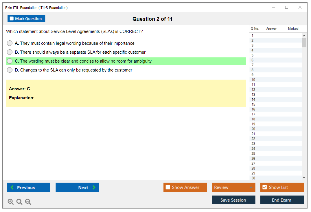 Exin ITIL-Foundation ITIL Foundation Certification - IT Service Management Practice test exam simulator test engine exam dumps questions answers Image 2