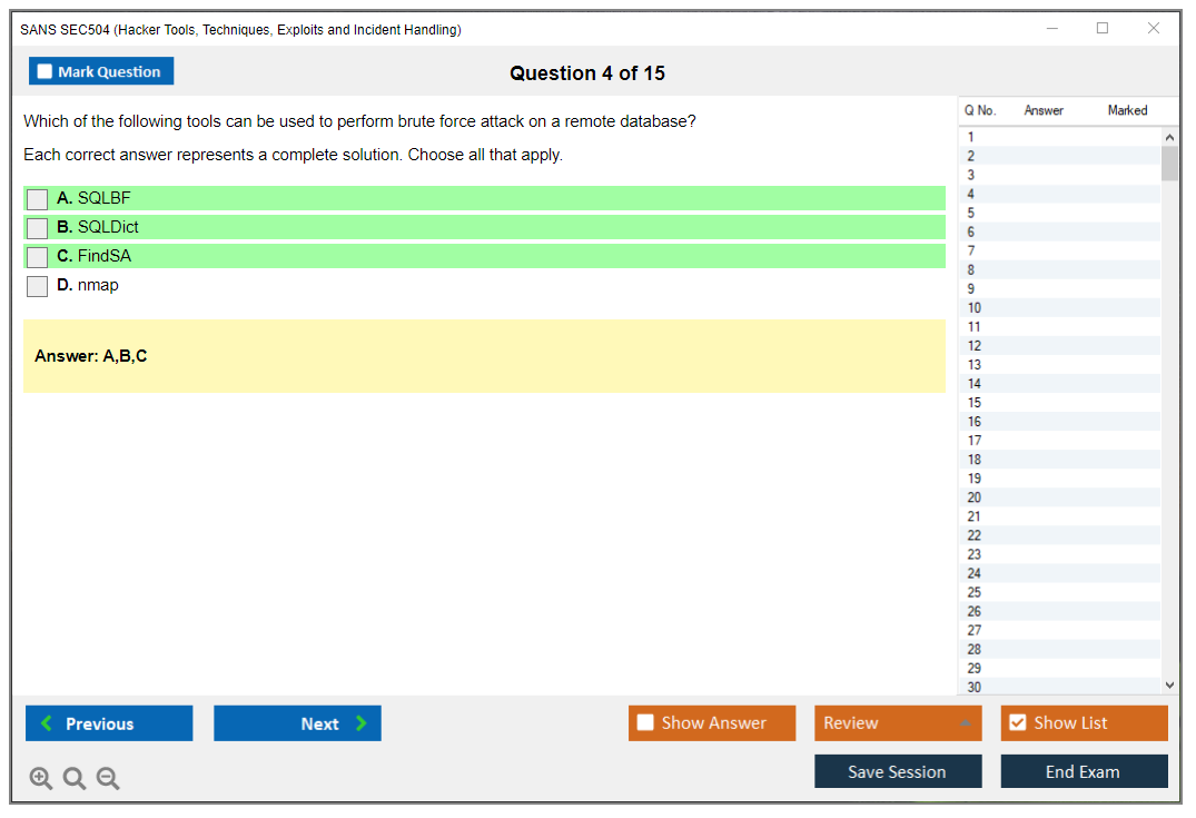 SANS SEC504 Hacker Tools, Techniques, Exploits and Incident Handling Practice test exam simulator test engine exam dumps questions answers Image 4