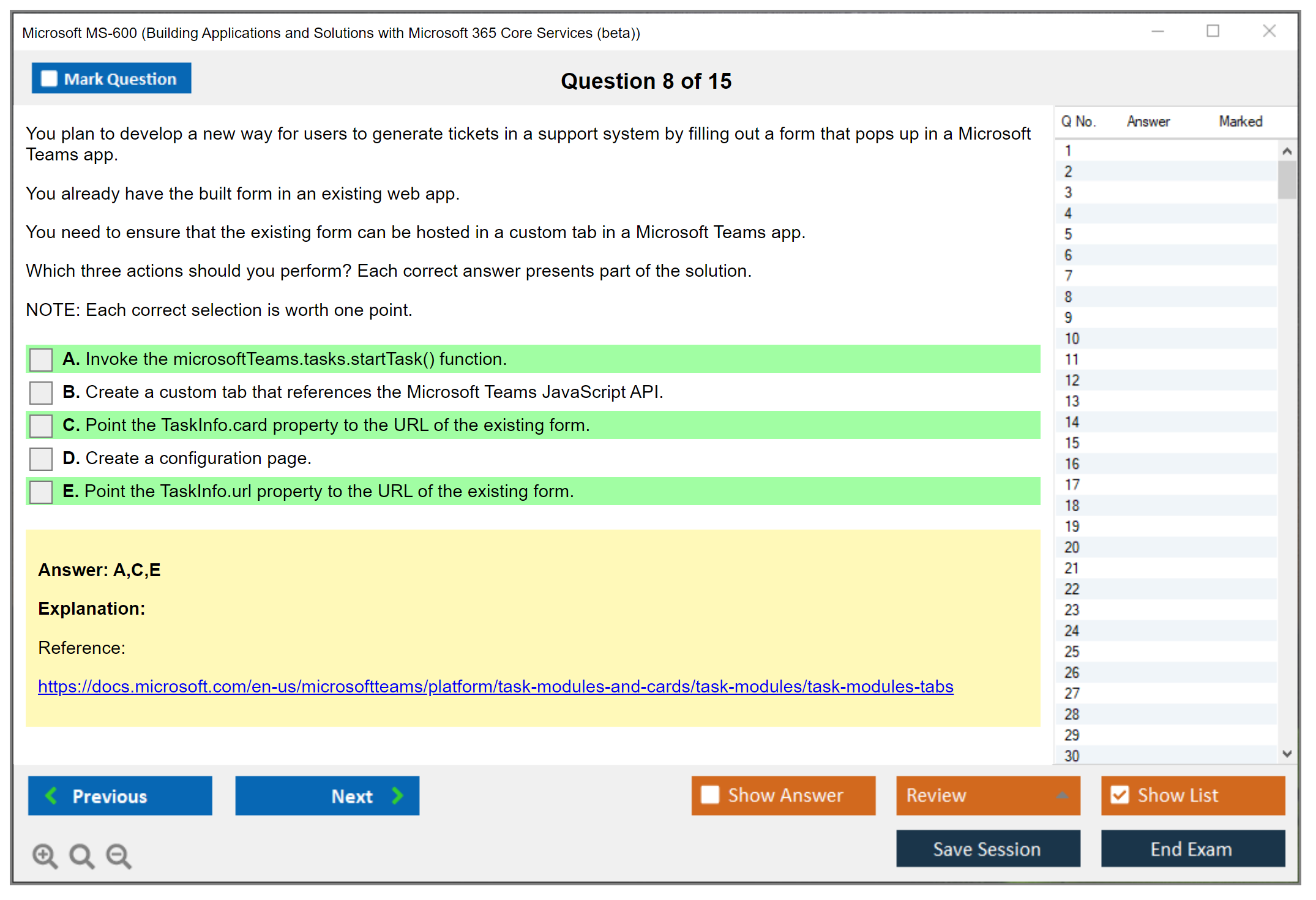 Microsoft MS-600 Building Applications and Solutions with Microsoft 365 Core Services Practice test exam simulator test engine exam dumps questions answers Image 8