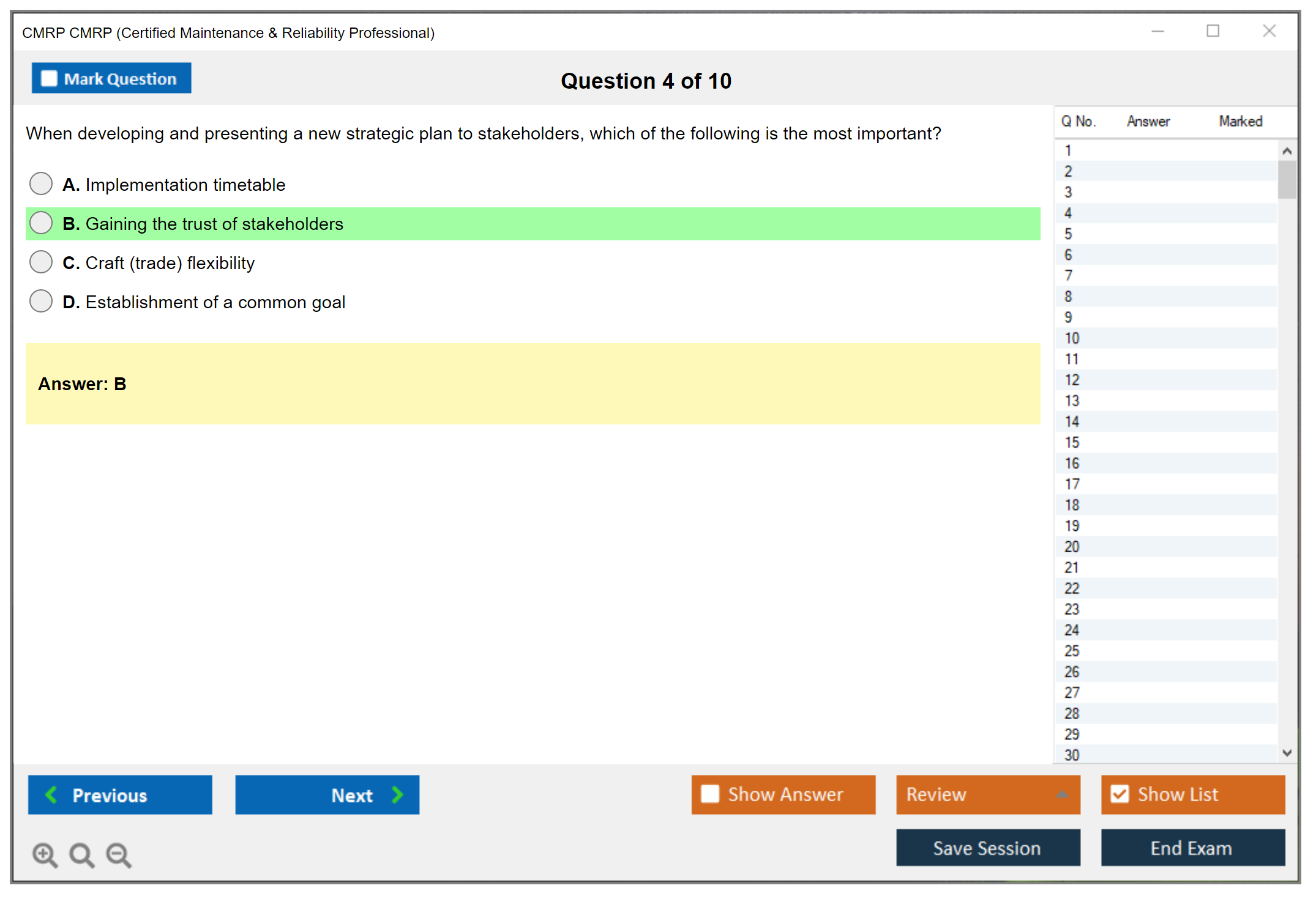 CMRP CMRP Certified Maintenance & Reliability Professional Practice test exam simulator test engine exam Prep practice test questions answers Image 4