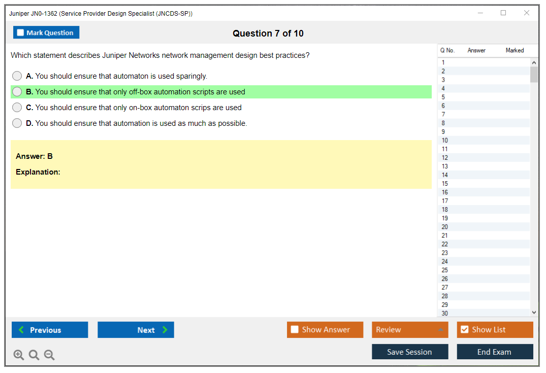 Juniper JN0-1362 Service Provider Design Specialist (JNCDS-SP) Practice test exam simulator test engine exam dumps questions answers Image 7