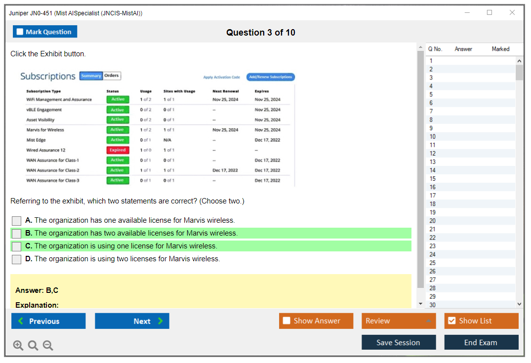 Juniper JN0-451 Mist AI - Specialist (JNCIS-MistAI) Practice test exam simulator test engine exam dumps questions answers Image 3