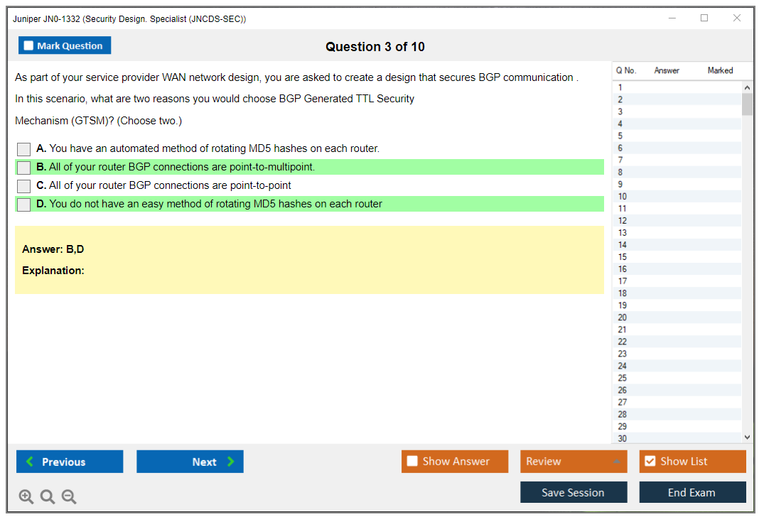Juniper JN0-1332 Security Design. Specialist (JNCDS-SEC) Practice test exam simulator test engine exam dumps questions answers Image 3