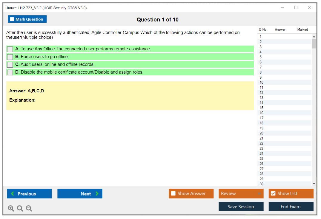 Huawei H12-723_V3.0 HCIP-Security-CTSS V3.0 Practice test exam simulator test engine exam dumps questions answers Image 1