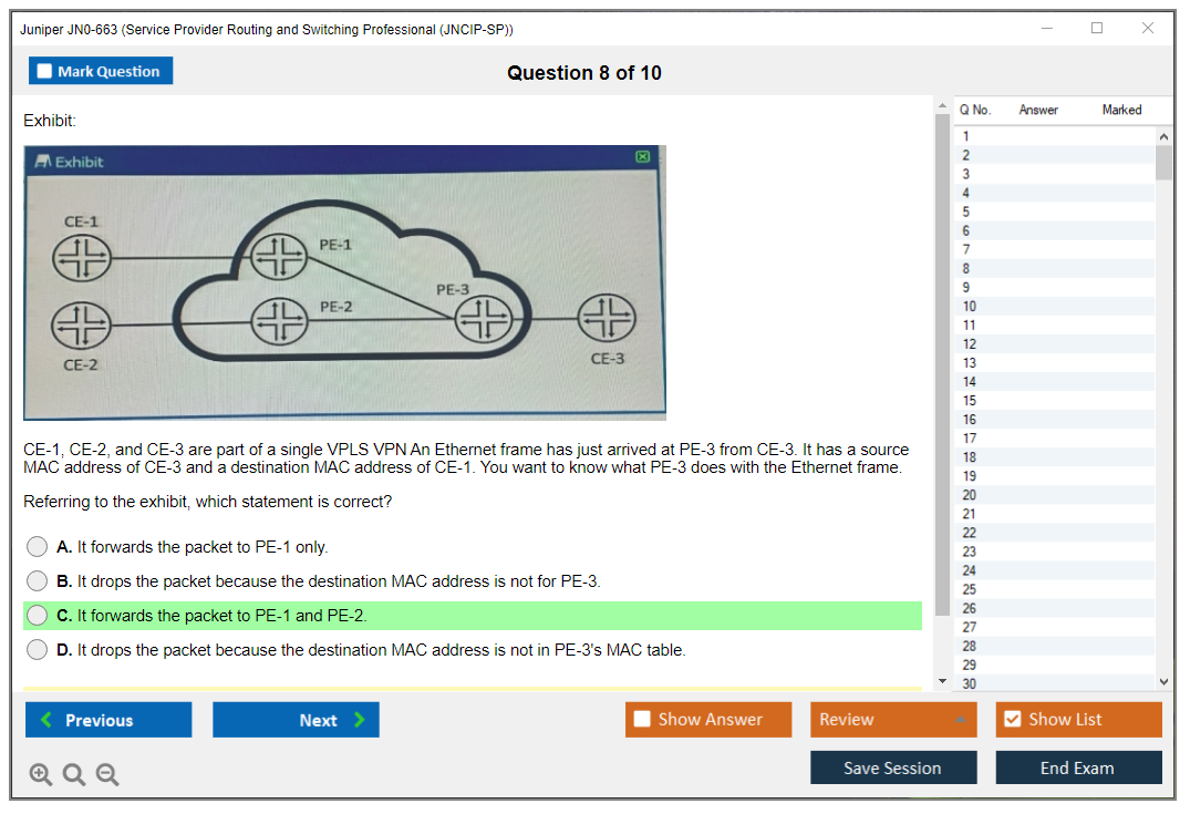 Juniper JN0-663 Service Provider Routing and Switching Professional (JNCIP-SP) Practice test exam simulator test engine exam dumps questions answers Image 8