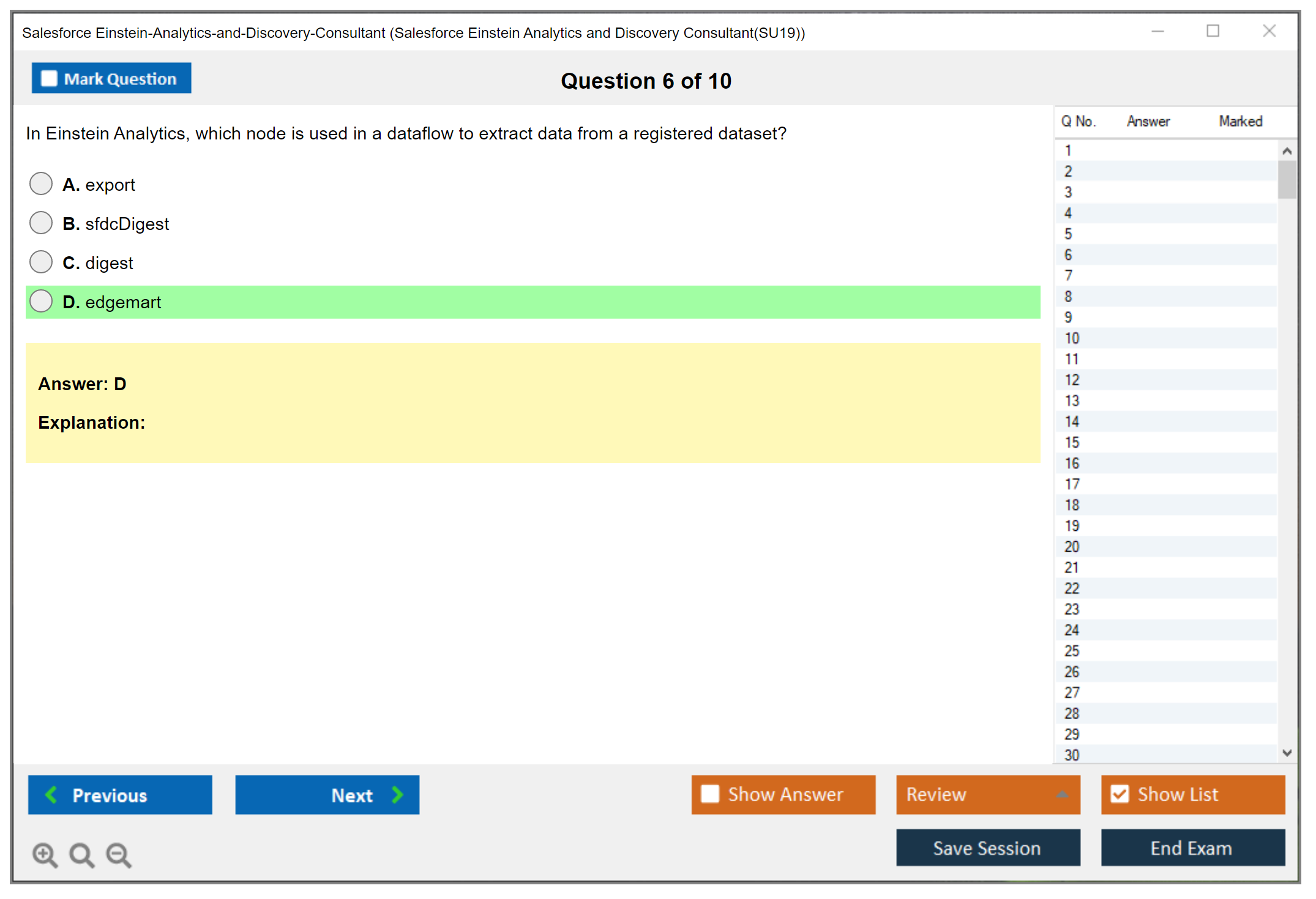 Salesforce Einstein-Analytics-and-Discovery-Consultant Salesforce Einstein Analytics and Discovery Consultant Practice test exam simulator test engine exam dumps questions answers Image 6