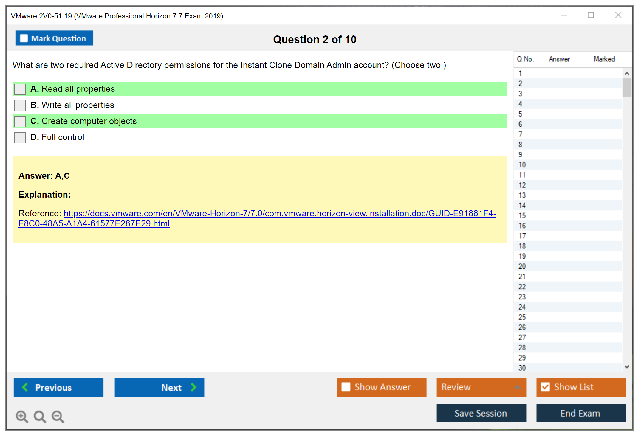 VMware 2V0-51.19 VMware Professional Horizon 7.7 Exam 2019 Practice test exam simulator test engine exam dumps questions answers Image 2