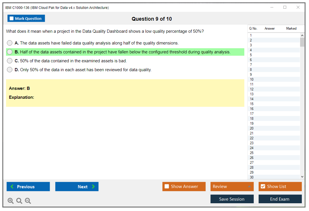 IBM C1000-136 IBM Cloud Pak for Data v4.x Solution Architecture Practice test exam simulator test engine exam Prep practice test questions answers Image 9