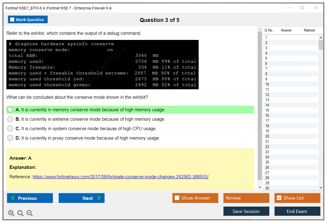 Fortinet NSE7_EFW-6.4 Fortinet NSE 7 - Enterprise Firewall 6.4 Practice test exam simulator test engine exam dumps questions answers Image 3