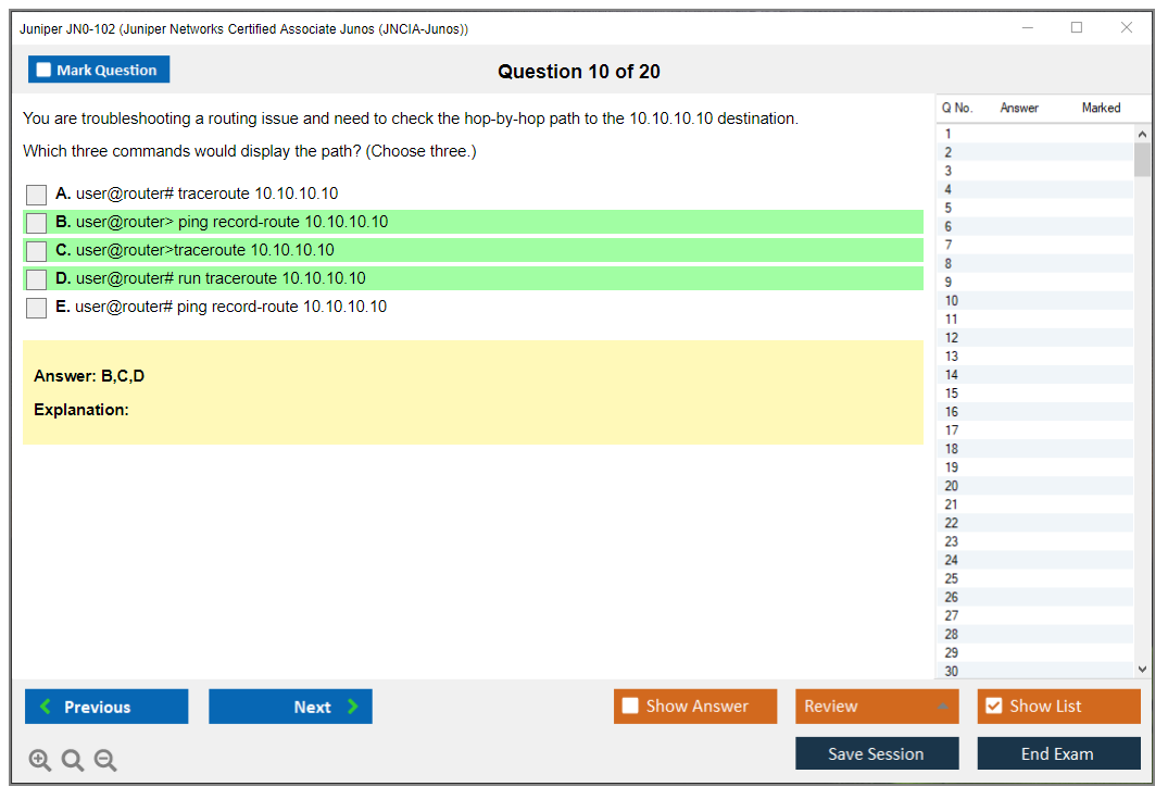 Juniper JN0-102 Juniper Networks Certified Associate Junos (JNCIA-Junos) Practice test exam simulator test engine exam dumps questions answers Image 10