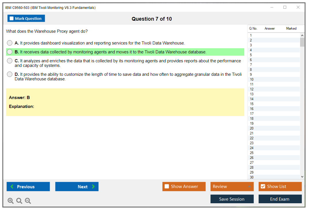 IBM C9560-503 IBM Tivoli Monitoring V6.3 Fundamentals Practice test exam simulator test engine exam dumps questions answers Image 7