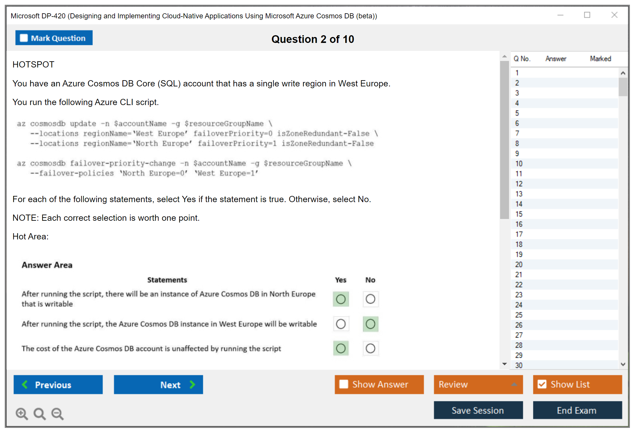 Microsoft DP-420 Designing and Implementing Cloud-Native Applications Using Microsoft Azure Cosmos DB Practice test exam simulator test engine exam dumps questions answers Image 2