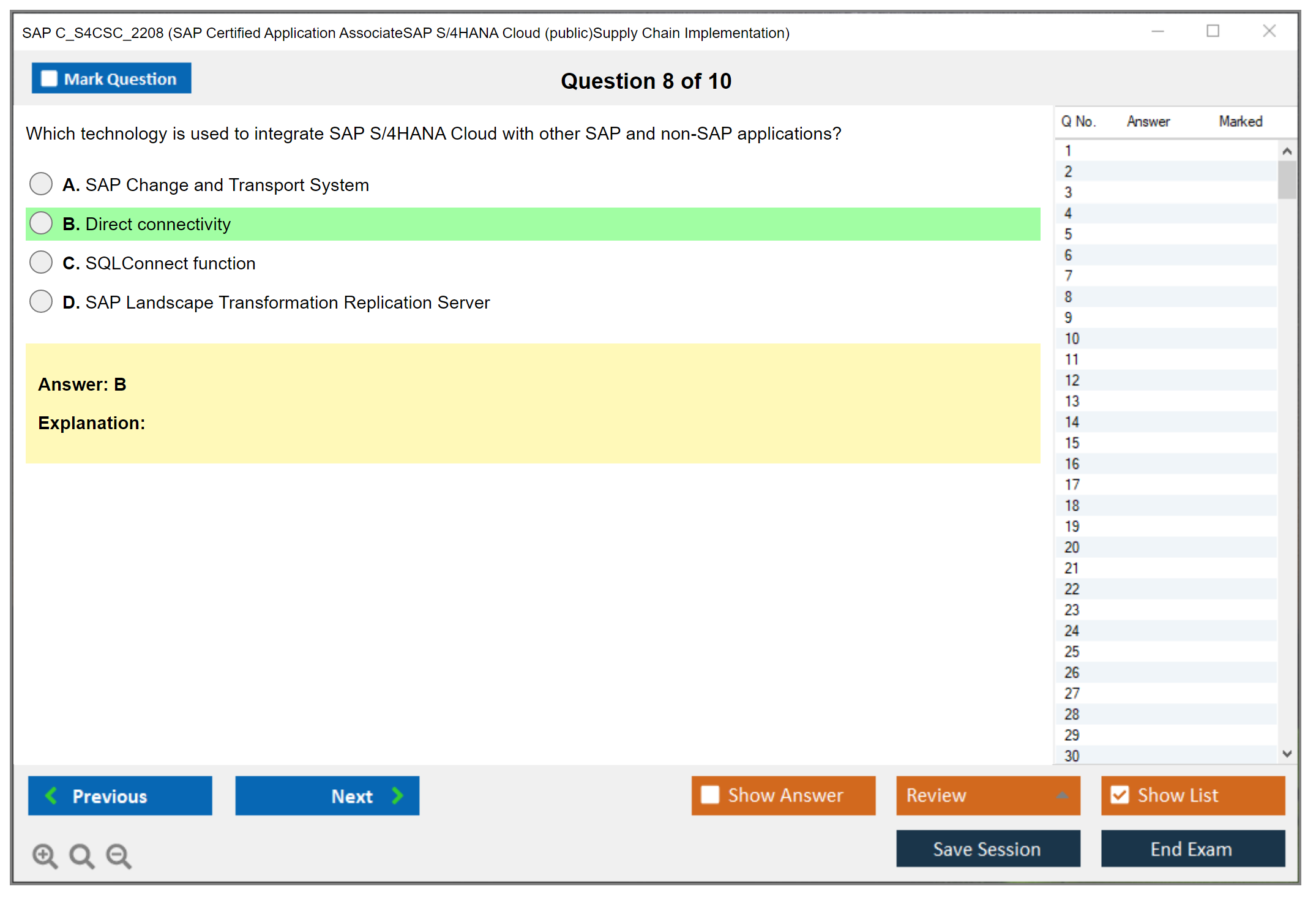 SAP C_S4CSC_2208 SAP Certified Application AssociateSAP S/4HANA Cloud (public)Supply Chain Implementation Practice test exam simulator test engine exam dumps questions answers Image 8