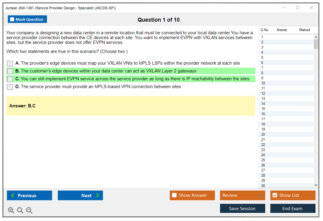 Juniper JN0-1361 Service Provider Design - Specialist (JNCDS-SP) Practice test exam simulator test engine exam dumps questions answers Image 1