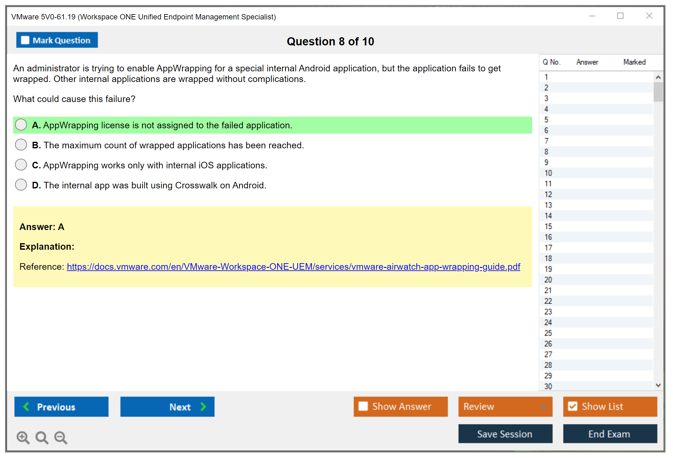 VMware 5V0-61.19 Workspace ONE Unified Endpoint Management Specialist Practice test exam simulator test engine exam dumps questions answers Image 8