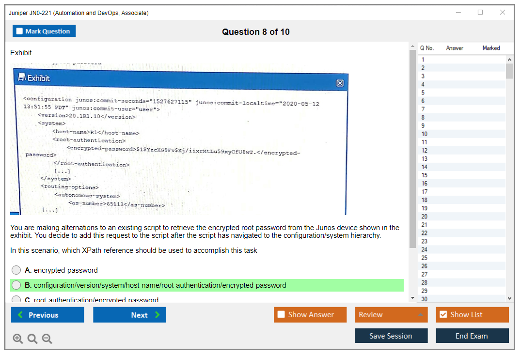 Juniper JN0-221 Automation and DevOps, Associate Practice test exam simulator test engine exam dumps questions answers Image 8