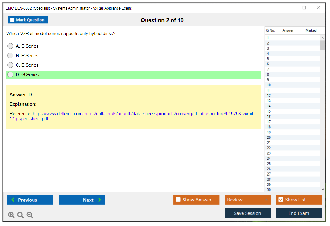 EMC DES-6332 Specialist - Systems Administrator, VxRail Appliance Exam Practice test exam simulator test engine exam dumps questions answers Image 2