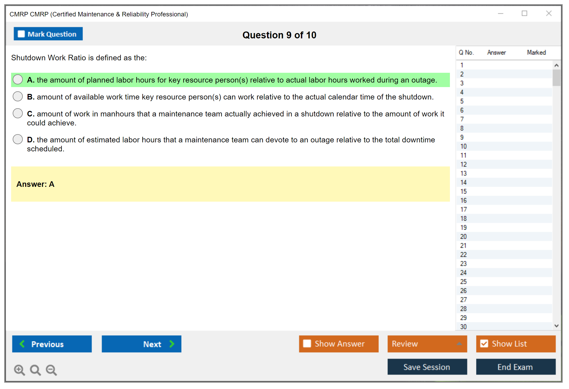 CMRP CMRP Certified Maintenance & Reliability Professional Practice test exam simulator test engine exam Prep practice test questions answers Image 9