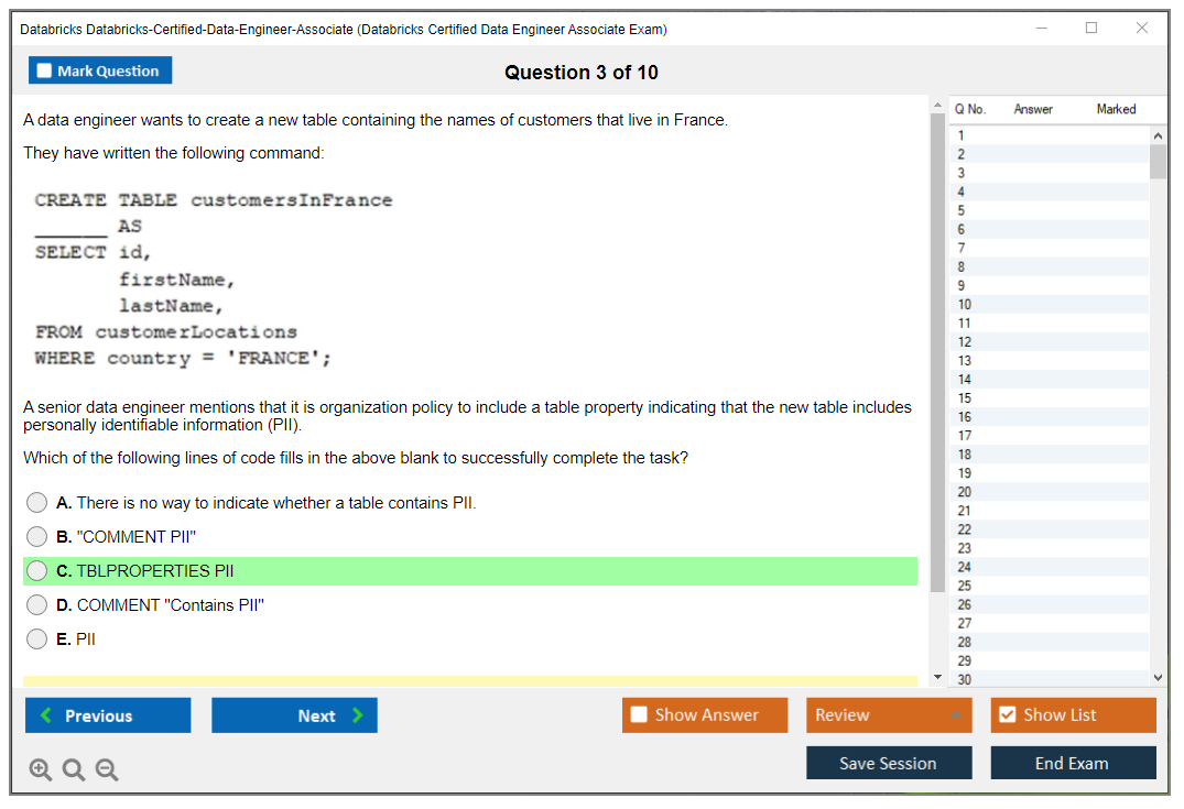 Databricks Databricks-Certified-Data-Engineer-Associate Databricks Certified Data Engineer Associate Exam Practice test exam simulator test engine exam dumps questions answers Image 3