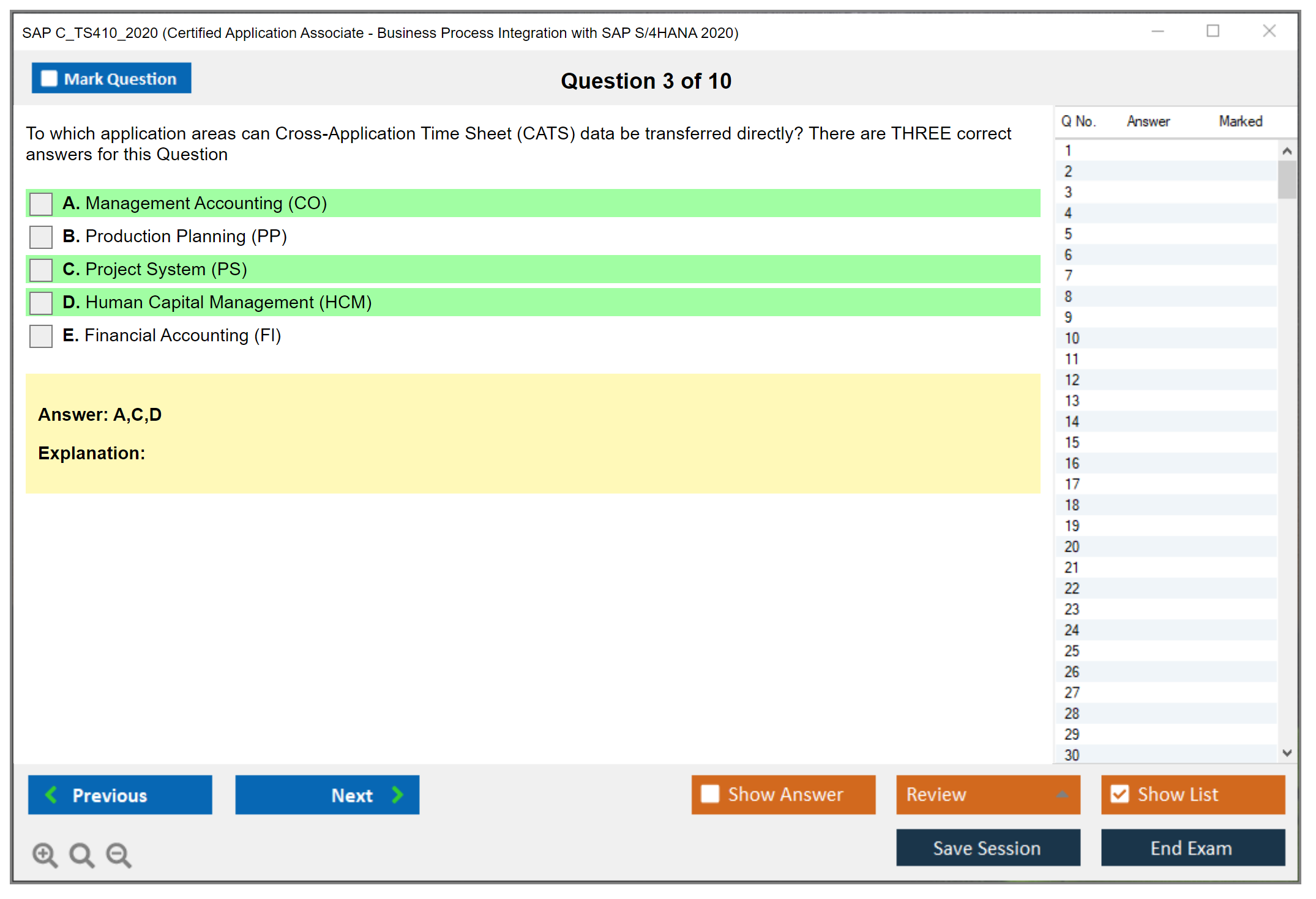 SAP C_TS410_2020 SAP Certified Associate - Business Process Integration with SAP S/4HANA 2020 Practice test exam simulator test engine exam Prep practice test questions answers Image 3