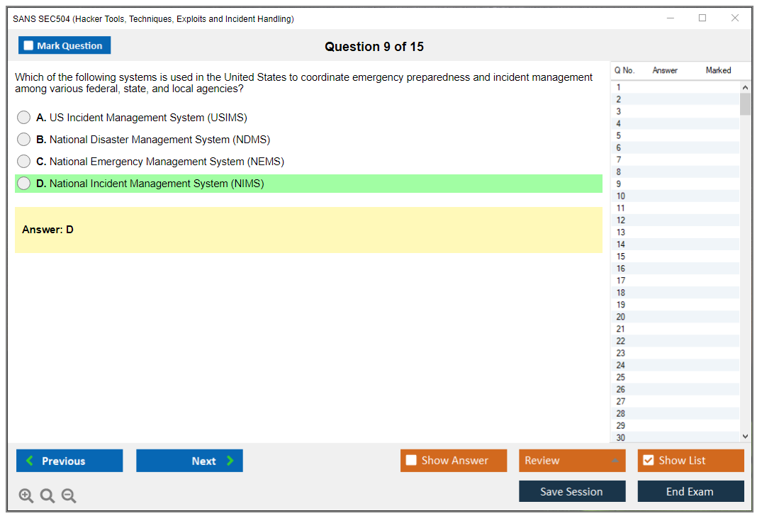 SANS SEC504 Hacker Tools, Techniques, Exploits and Incident Handling Practice test exam simulator test engine exam dumps questions answers Image 9