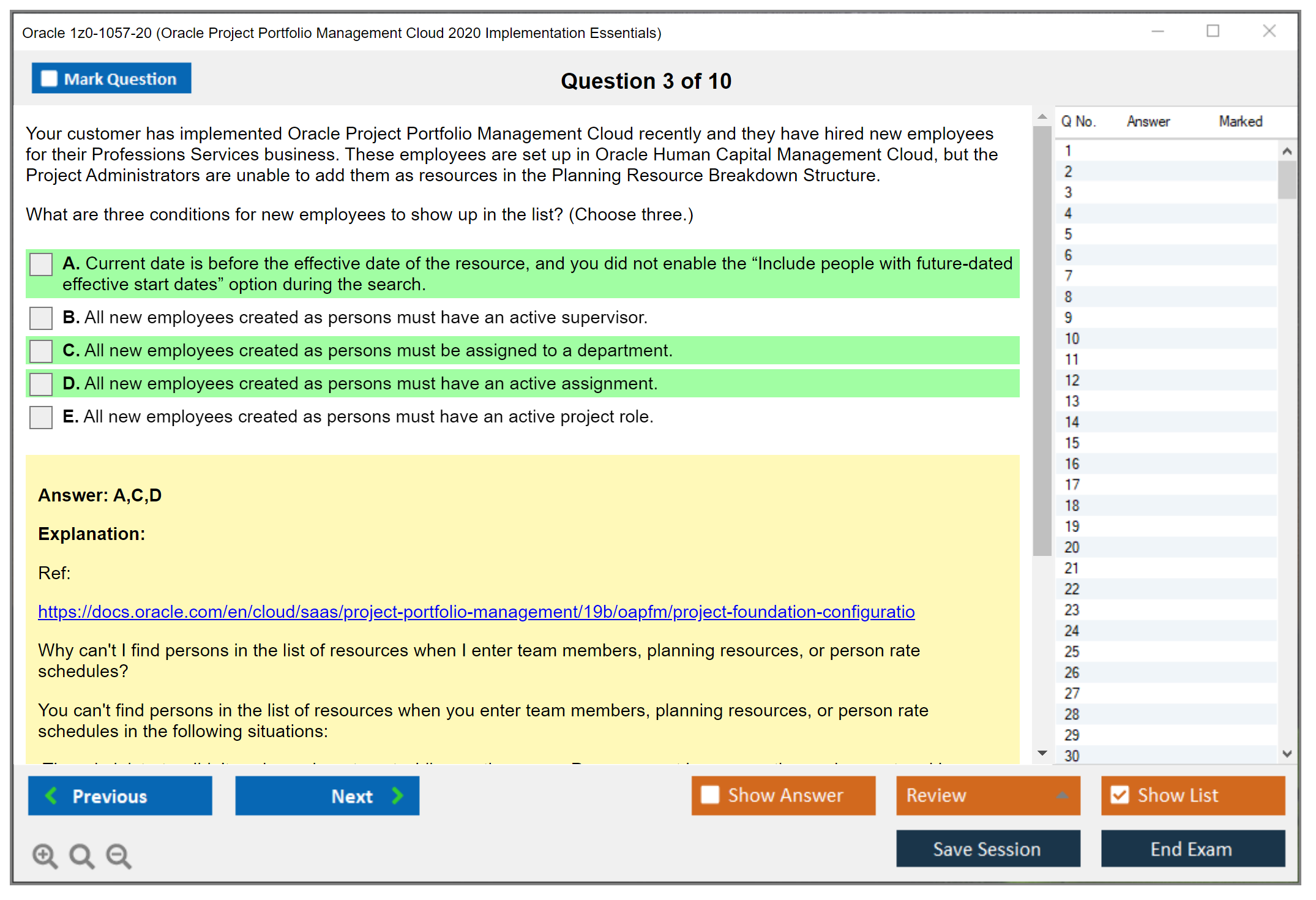 Oracle 1z0-1057-20 Oracle Project Portfolio Management Cloud 2020 Implementation Essentials Practice test exam simulator test engine exam dumps questions answers Image 3