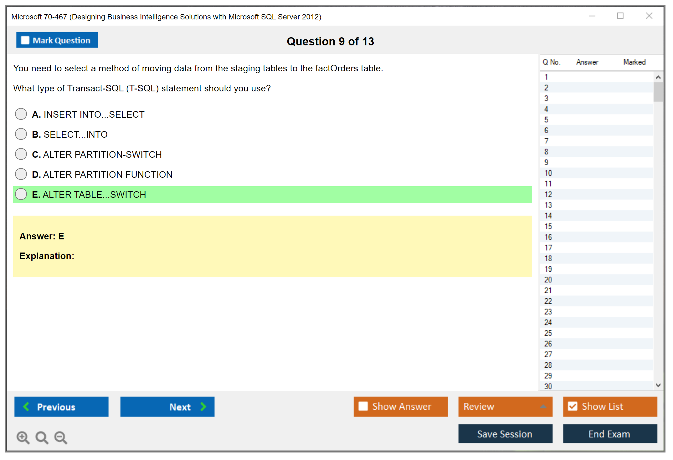 Microsoft 70-467 Designing Business Intelligence Solutions with Microsoft SQL Server 2012 Practice test exam simulator test engine exam Prep practice test questions answers Image 9