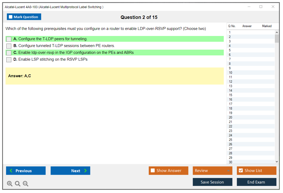 Alcatel-Lucent 4A0-103 Alcatel-Lucent Multi Protocol Label Switching Practice test exam simulator test engine exam dumps questions answers Image 2