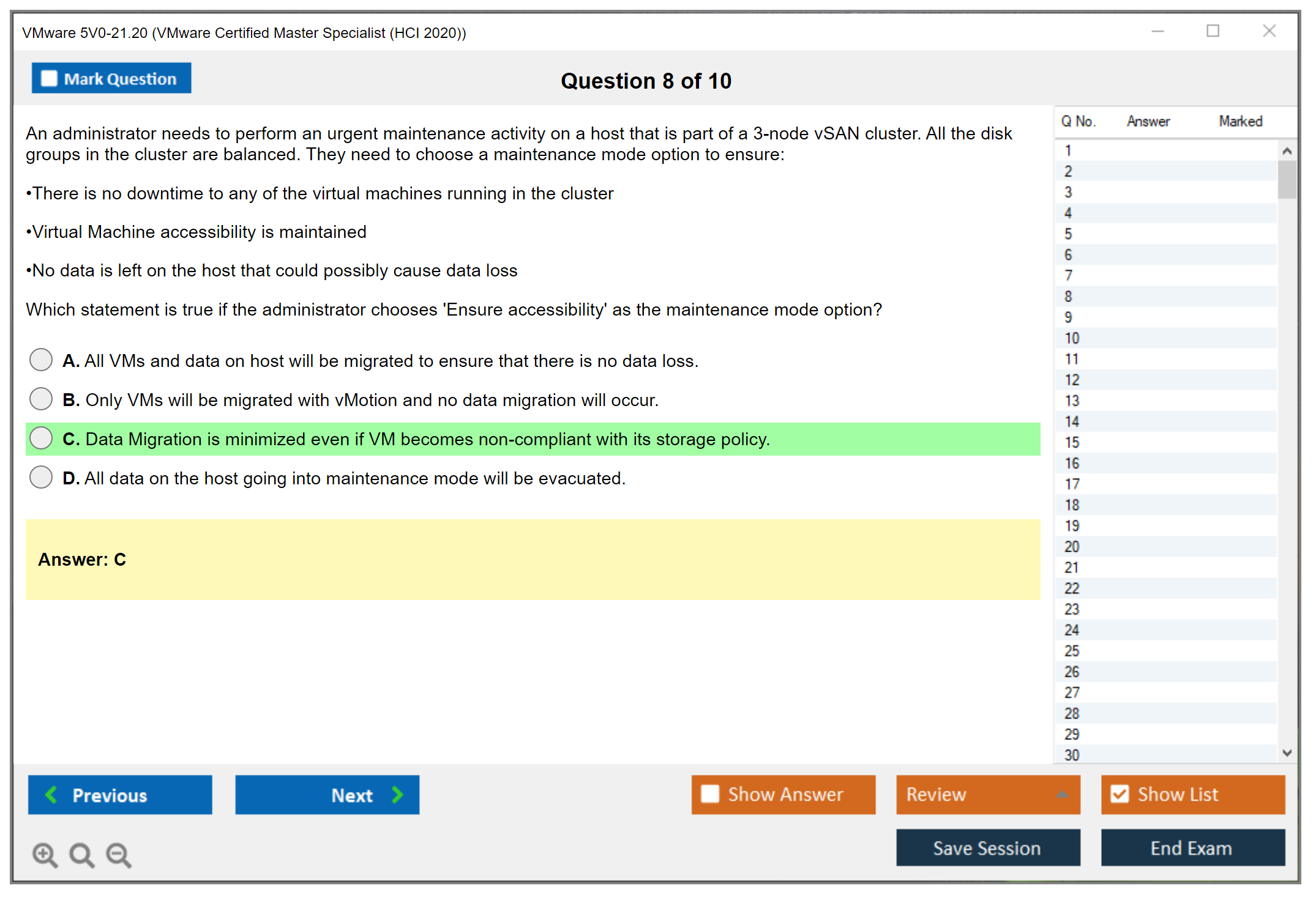 VMware 5V0-21.20 VMware Certified Master Specialist (HCI 2020) Practice test exam simulator test engine exam dumps questions answers Image 8